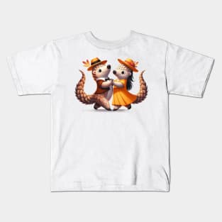 Cute Couple Pangolins Dancing Tango Pango-Tango Kids T-Shirt